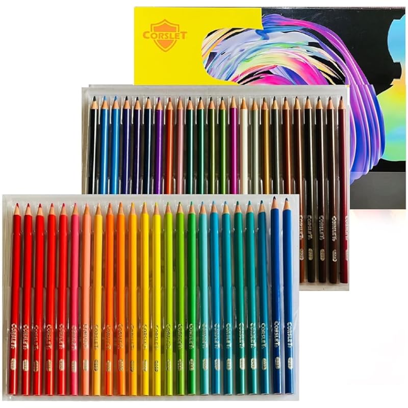 Corslet 48 Pc Oil Colour Pencils Set Art Kit Color Drawing For Artists Sketching Artist Beginners & Pro Art, And Colouri