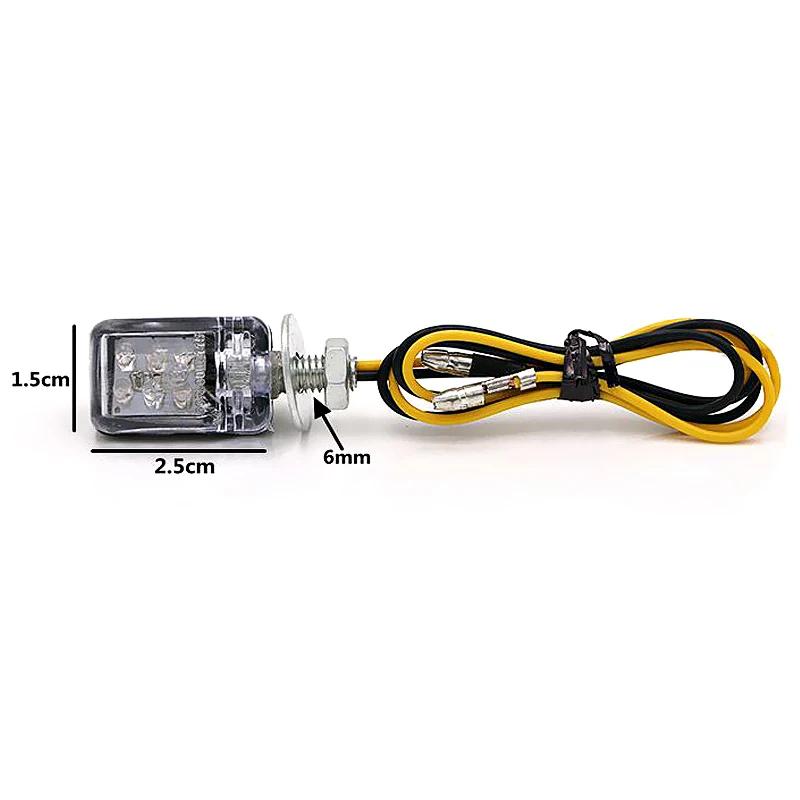 Mini Motorcycle Turn Signal Lights 12V 6LED Blinker Indicator Lamp For Honda For Yamaha For Kawasaki 6mm Motorcycle Turn Signal