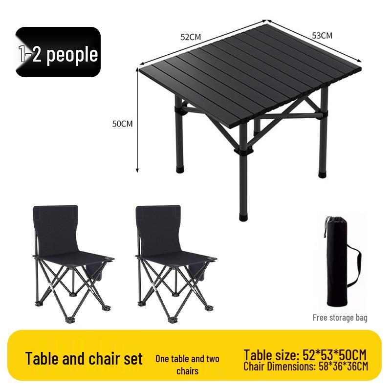 Outdoor Portable Folding Table & Chairs Set - Lightweight Roll-Up Table with Camping Seats