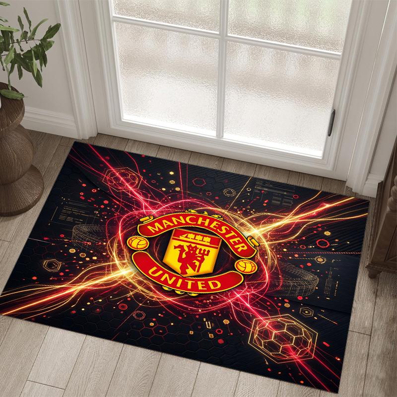 Manchester United Design Crystal Velvet Carpet Cozy Non?Slip Printed Rug For Bedroom Living Room Entrance