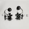 Vintage Black Zircon Flower Pearl Stud Earrings For Women Korean Elegant Personality Earrings Wedding Party Jewelry Gift Mujer