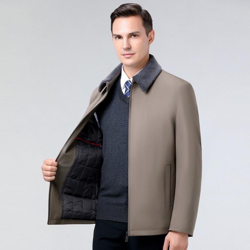 Men's Wool Collar Winter Jacket 2025 - Middle-Aged Dad Style Business Casual Warm Coat