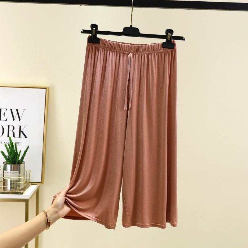 Women's Plus Size 6XL Modal Pant Calf-length Summer Wide Leg Pants Drawstring Short Pants Casual Homewear Pants