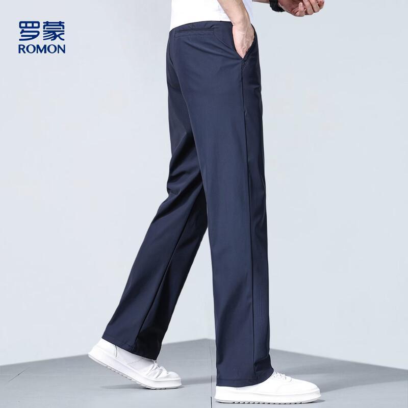 ROMON Men's Ice Silk Business Casual Straight Pants