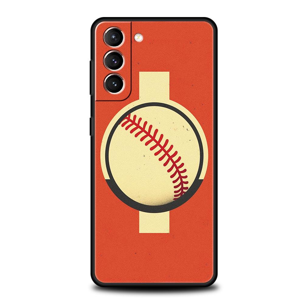 Soft TPU Phone Case For Samsung Galaxy S25 S24 S23 S22 S21 Ultra S20 FE 5G S10 S10E Plus Baseball Black Cover