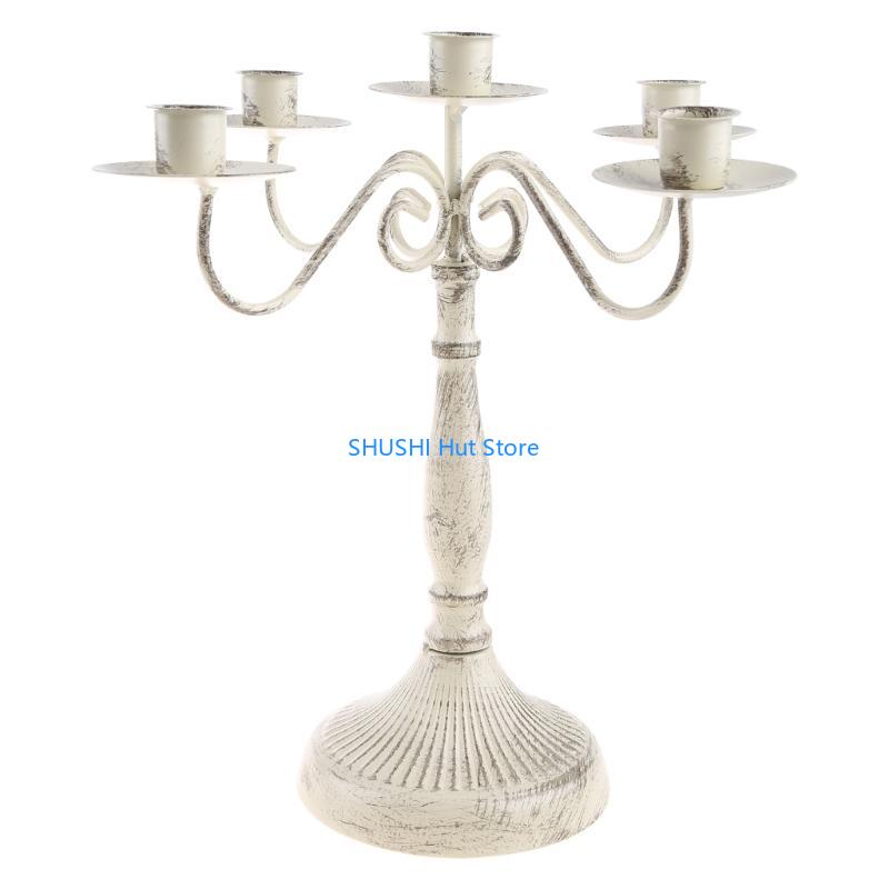 European Retro Metal Holder 1/3/5 Arms Candlestick Ornament D57B