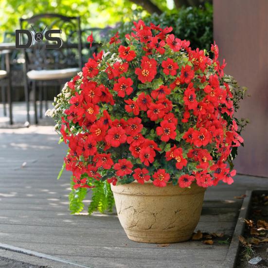 1/2 ks Umělá fialová květina s kolíkem Odolná proti UV záření Faux plastový květinový hrot Vnitřní Venkovní Zahrada Veranda Patio Svatba Party Dekorace