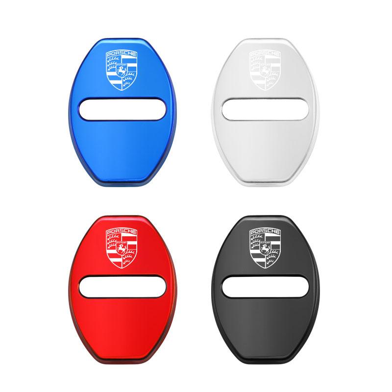 4Pcs 3D Car Door Lock Cover Accessories For Porsche Panamera Taycan 911 718 Macan Cayenne Boxster Cayman 918 Pajun