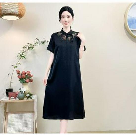2026 Elegant Slim-Fit Summer Mid-Length Lace-Up Dress 4XL