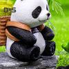 8Pcs/Set Bamboo Panda Figurine PVC Sitting Lying Lucky Panda Statue Sculpture Mini Animal Model Home Office Desktop Decoration Ornament