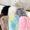 Rainbow Plush Leg Warmer for Trendy Party Costume Colorful Furry Fuzzy Boot Covers Leg Gaiters Footless Socks Streetwear