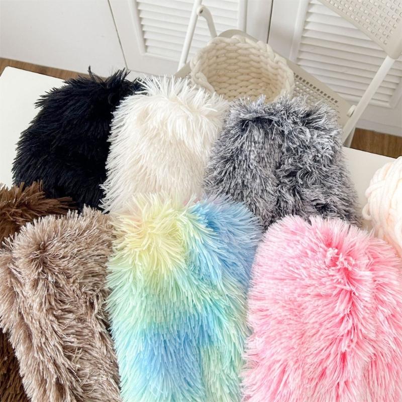 Rainbow Plush Leg Warmer for Trendy Party Costume Colorful Furry Fuzzy Boot Covers Leg Gaiters Footless Socks Streetwear