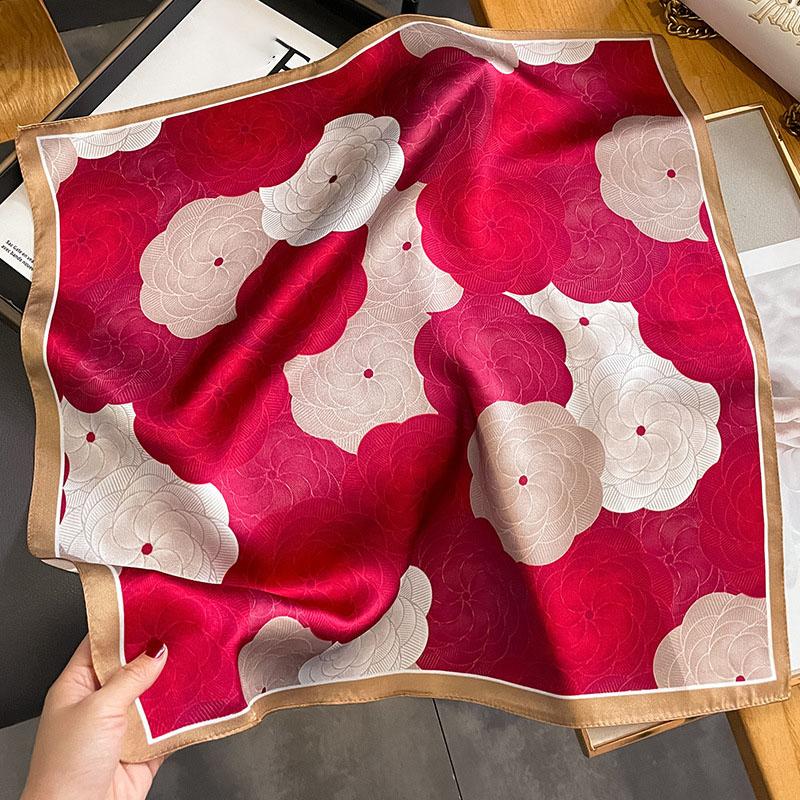 53x53cm 100% Mulberry Silk Scarf Luxury Square Hair Bandana Elegant Head Wrap Neckerchief Sunscreen Shawl for Women
