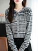 Retro Jacquard Hooded Knit Cardigan Coat - Women's Loose Fit Autumn Sweater