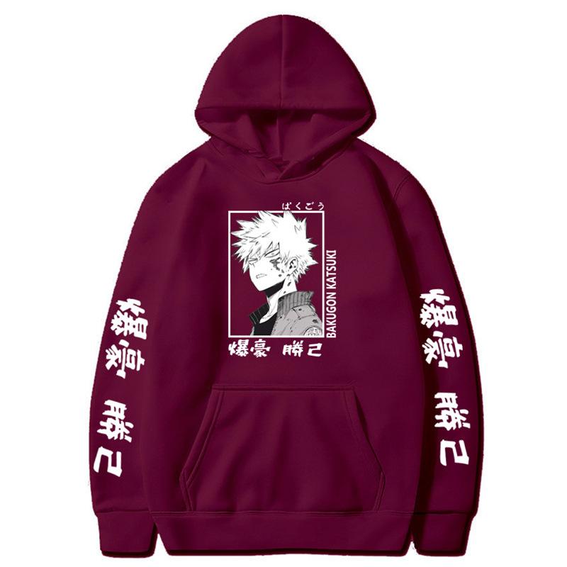 Ιαπωνικό Άνιμε Kaminari Denki Φούτερ Φαρδύ Φούτερ Χοντρό Μάλλινο Γραφικό με Γράμματα Μπλούζες Φλις Φούτερ