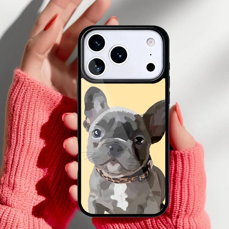 Cartoon French Bulldog Phone Case for iPhone 17 16 15 14 13 Pro Max Back Cover for 12 11 Pro Coque