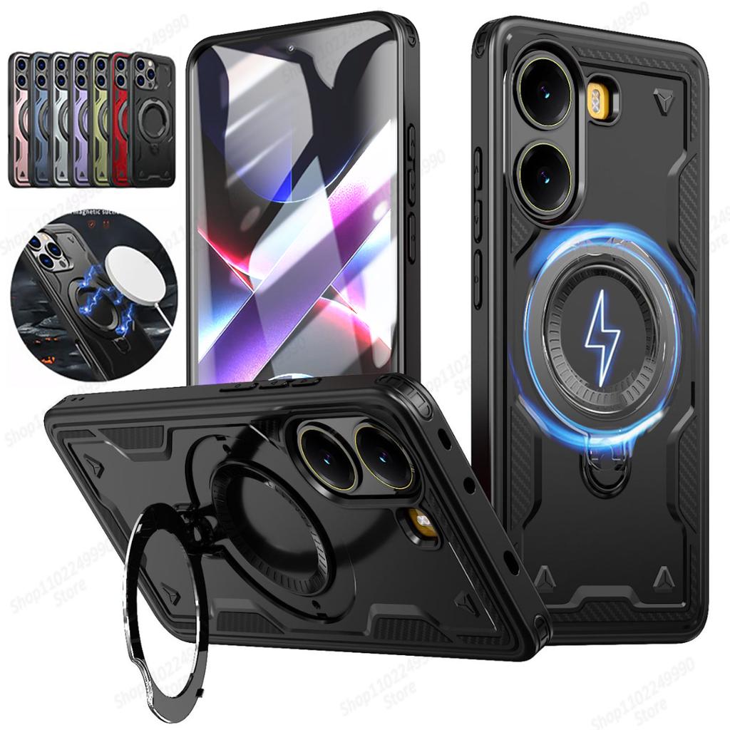 Military Armor Shockproof Phone Cases For Poco X7 Pro 5G X6 Pro F7 Ultra F7 Rotate Metal Ring Magnetic Bracket Protection Cover
