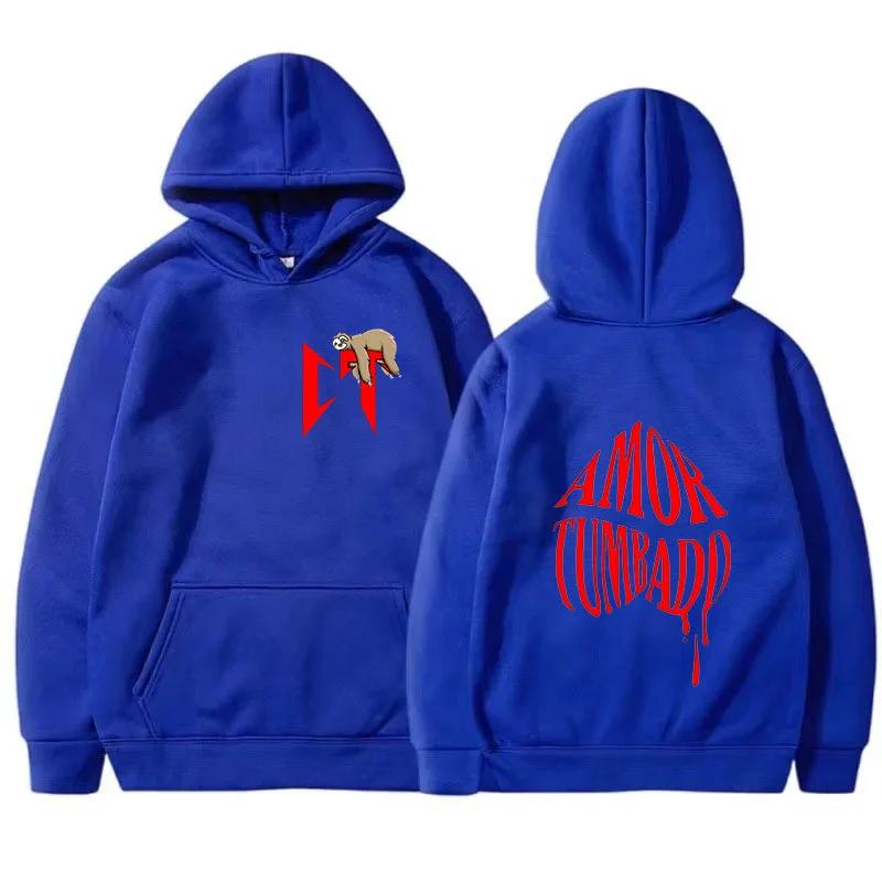 Singer Natanael Cano Amor Tumbado Sloth Graphic Hoodie Men Women High Quality Fashion Sweatshirts Street Trend Hip Hop Pullovers