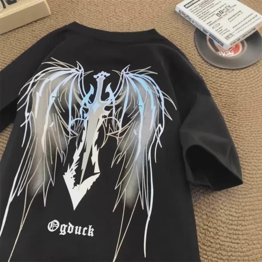 Herren Retro Flügel Rundhals Kurzarm T-Shirt