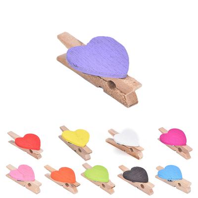 25PCS/Lot Mini Romantic Loving Heart Shape Wood Clips Handicrafts Photos Papers Clothes Pegs Home Bachelorette Party Decorations