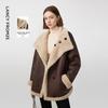 Langzi Retro Fluffy Faux Fur Lapel Coat