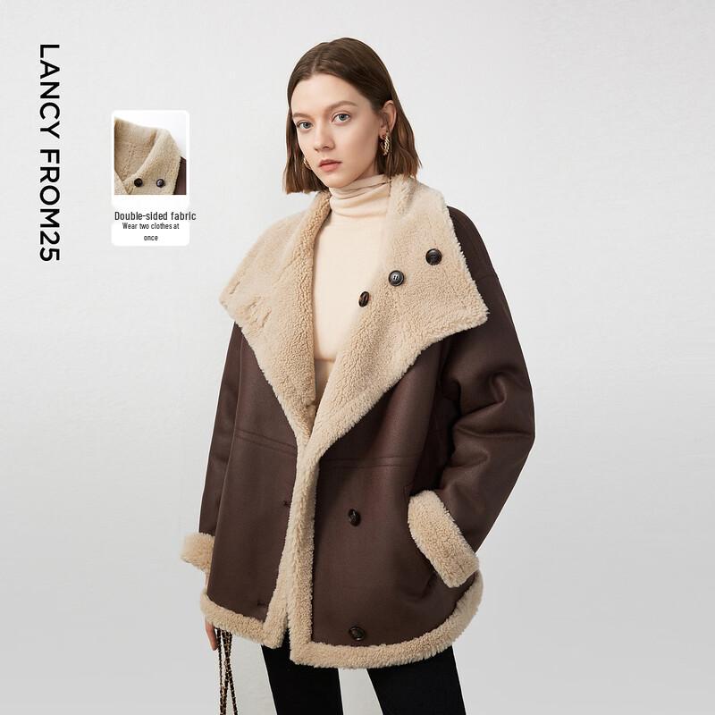 Langzi Retro Fluffy Faux Fur Lapel Coat