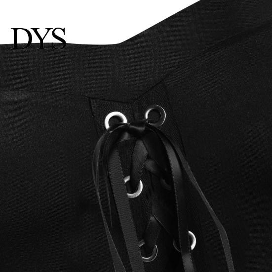 Wave Collar Dress Vinatge Women Irregular Horn Sleeve Solid Color A-line Big Hem Slim Square Neckline Waist Pleated Lace-up Strap Medieval Halloween