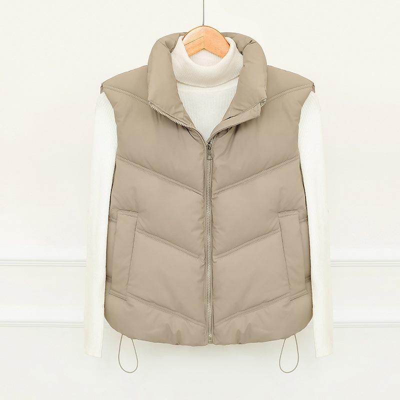 Women's Cotton Clothes Vest New Stand-up Collar Sleeveless Small Short Vest Pressed Rubber Vest