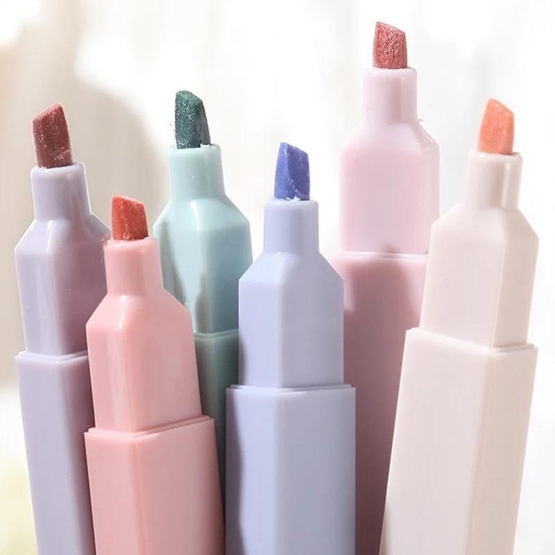 6pcs/set Pastel Color Marker Pen Kawaii Stationery Colored Marker School Supplies