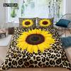 Sunflower Duvet Cover Set Queen Set Milk Cow Comforter Cover Black White Abstract Bedding Set Plant Leaf Polyester Quilt Cover