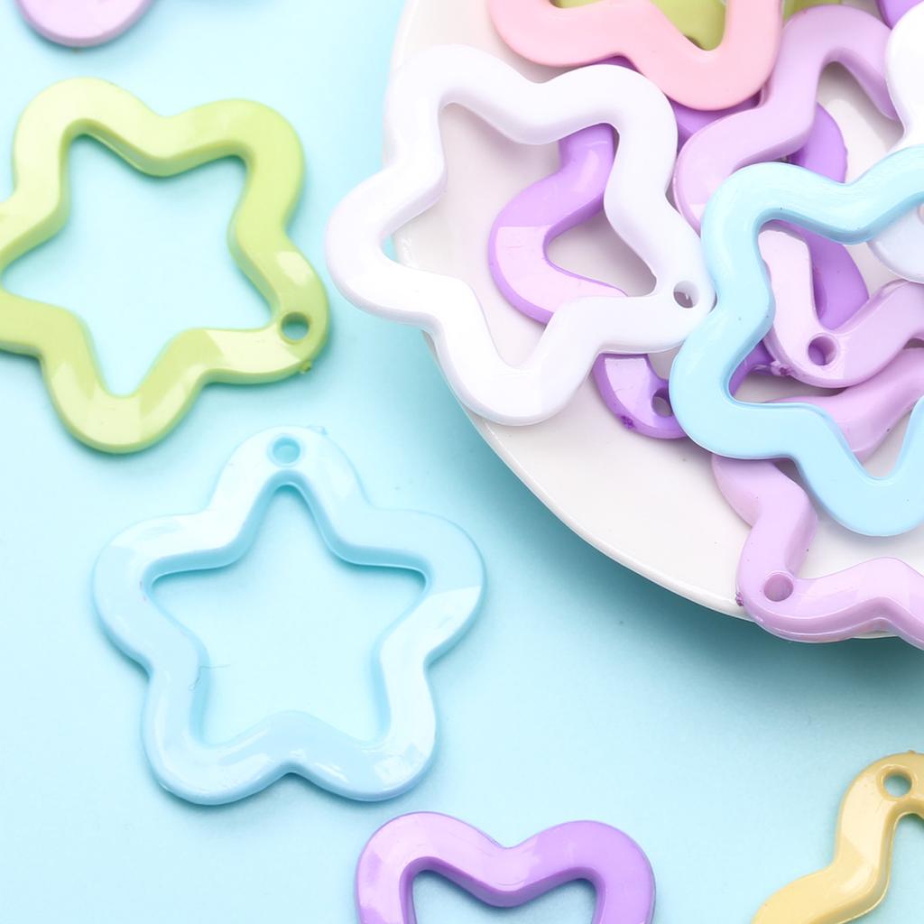Home Candy Color 30mm Fashion Acrylic Pendants DIY Jewelry Material Pentagram Pendant for Necklace Earrings Making 20Pcs