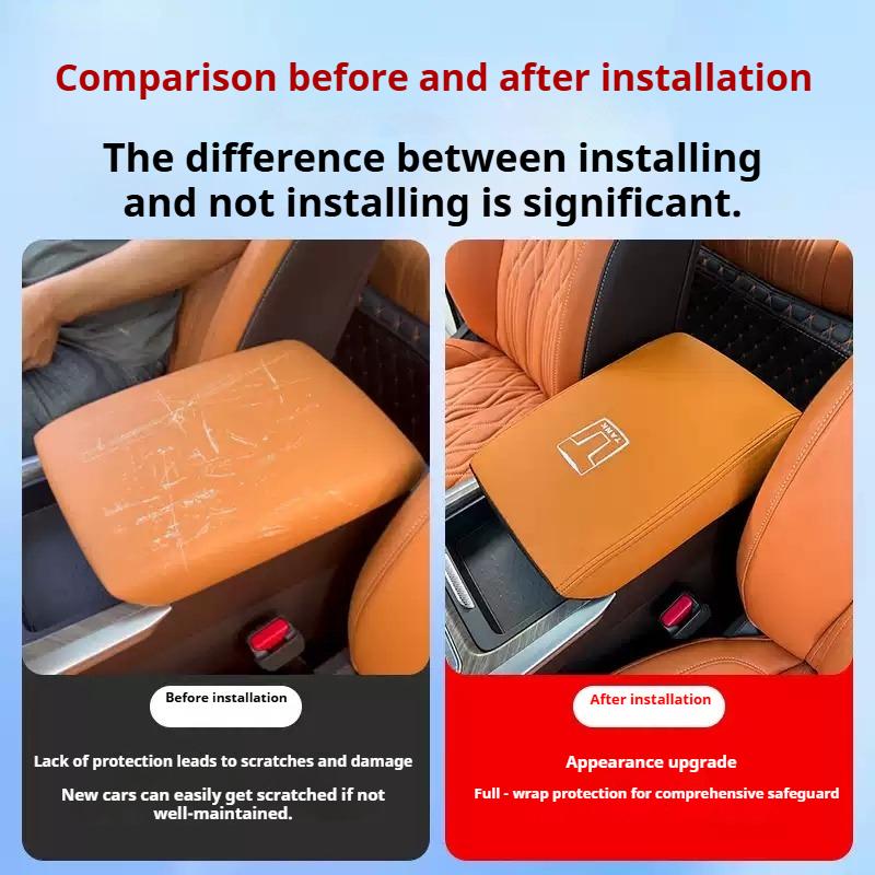 For GWM Tank 500Hi4-T Car Handrail Box Leather Cover Leather Scratch-resistant Central Armrest Decoration Interior Accessories