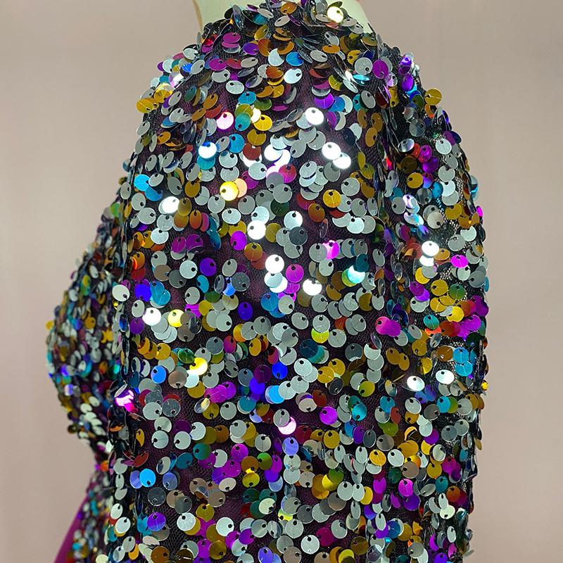 Sequins Dress Split V-neck Banquet Evening Dress 2026 Summer Plus Size Women Dress