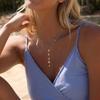 Delicate Heart Star Stainless Steel Y Drop Necklace for Women Geometric Cubic Zirconia Adjustable Chain Party Jewelry Gift