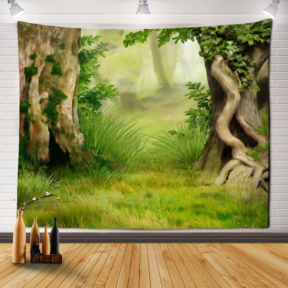 Natural Forest Tapestry Landscape Print Big Wall Hanging Tapestry Cheap Hippie Wall Hanging Bohemian Mural Tapestry
