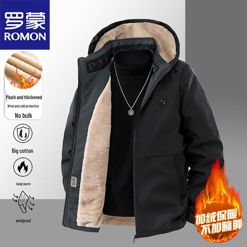 ROMON Men's Hooded Waterproof Fleece-Lined Winter Jacket