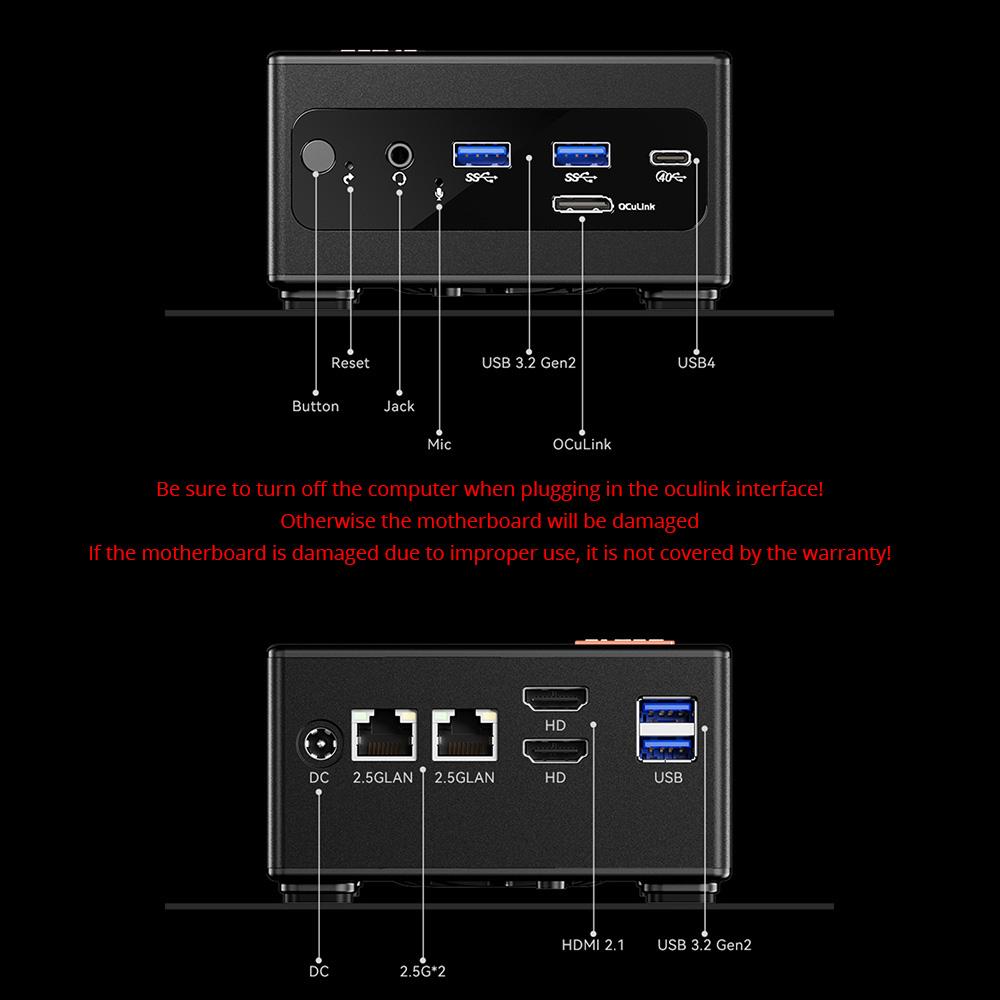 AOOSTAR GEM10 Mini PC, AMD Ryzen 7 6800H 8 Núcleos Hasta 4.7GHz, 32GB RAM LPDDR5 1TB SSD PCle 4.0
