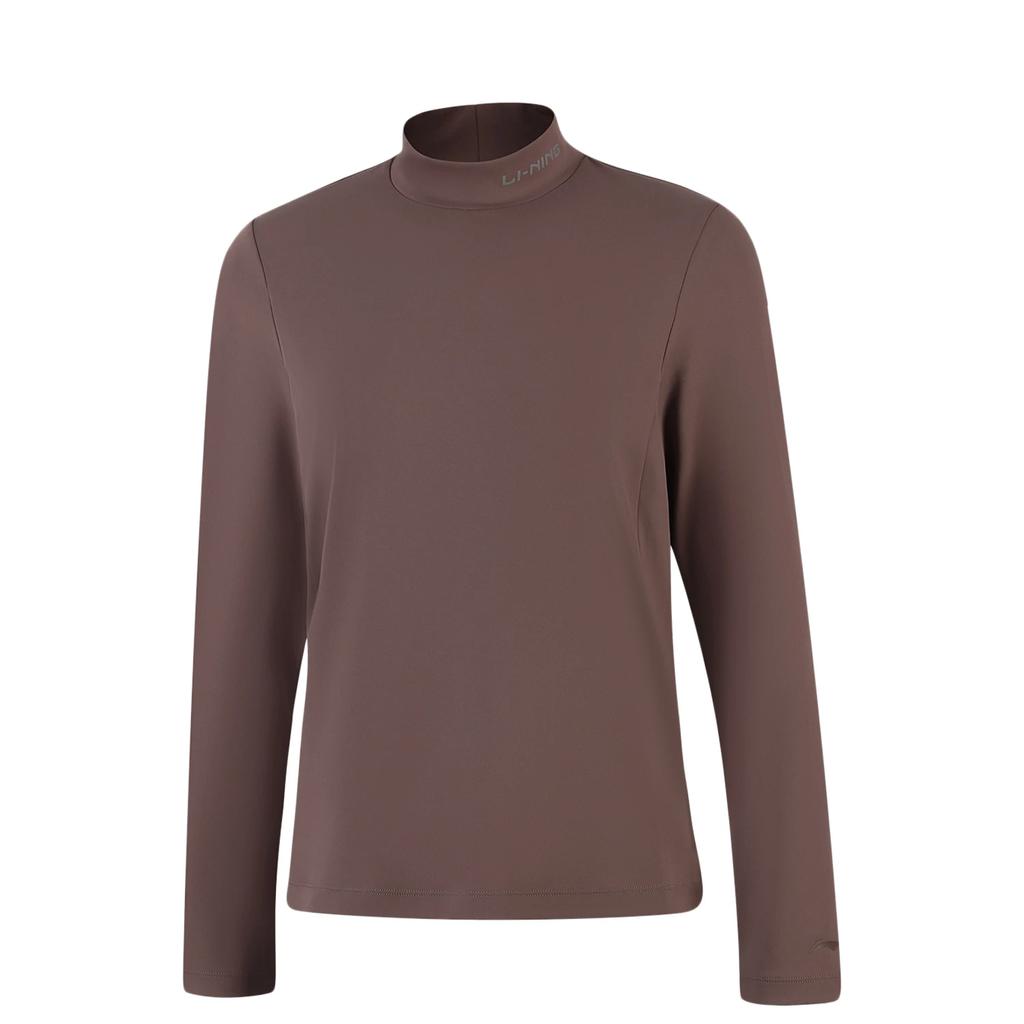 Li-Ning Comfortable Simple Solid Color Versatile Stand Collar Casual Long Sleeve T-Shirt Women Tops ATLV350-2
