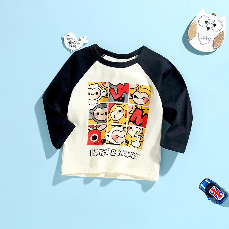 

Детская рубашка с длинными рукавами и милым принтом обезьяны, топы, футболка, детская футболка для детей старше 3 лет