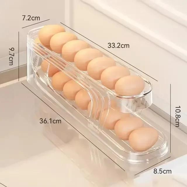 Bilayer Fridge Egg Storage Box Automatic Rolling Eggs Holder Rack Ladder Style Refrigerator Eggs Dispenser Egg Organizer Holder