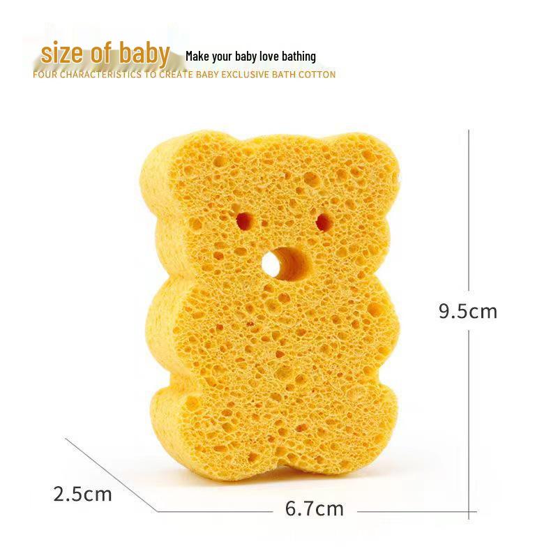 Baby Bathing Wood Pulp Sponge - Cartoon Shaped Cotton Washcloth for Mother and Baby