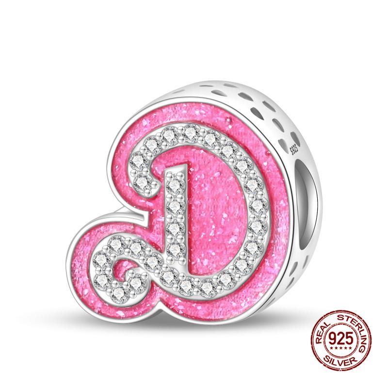 New In 26 Pink Pave A- Z Alphabet Beads Copper Love Letter Charm Fit Original 3Mm Charms Bracelet Bangle Fine Jewelry Gifts