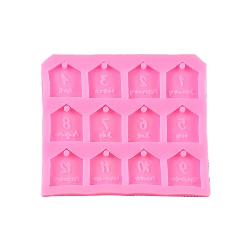3D Month Label Shape Silicone Flexible Food Grade Mould Clay Resin Ceramics Candy Fondant Candy Chocolate Soap Mould