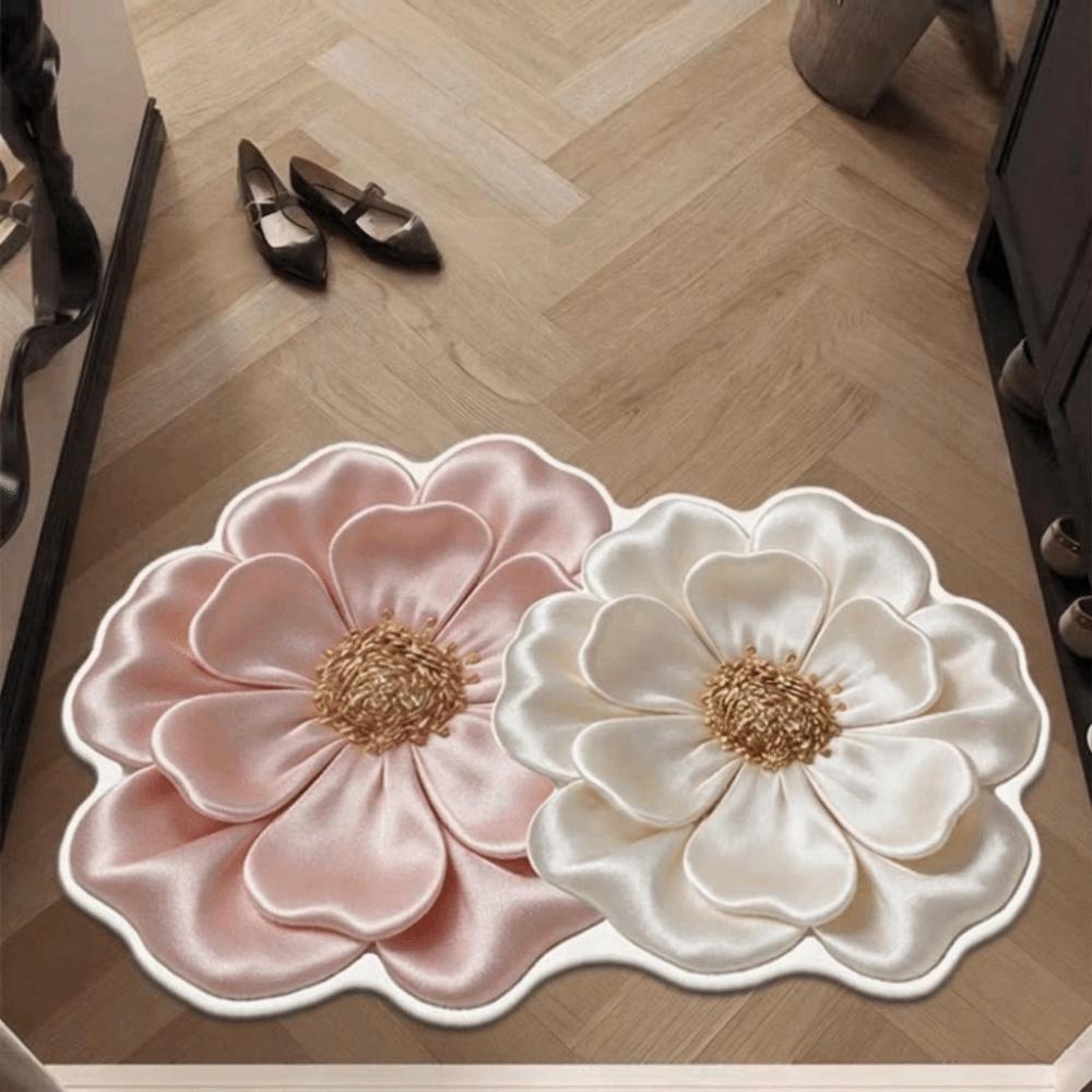 5D Flower Design Bathroom Mat Water Absorbent Quick Dry Diatom Mud Mat Colorful Non Slip Non Slip Floor Mat Home Daily Use