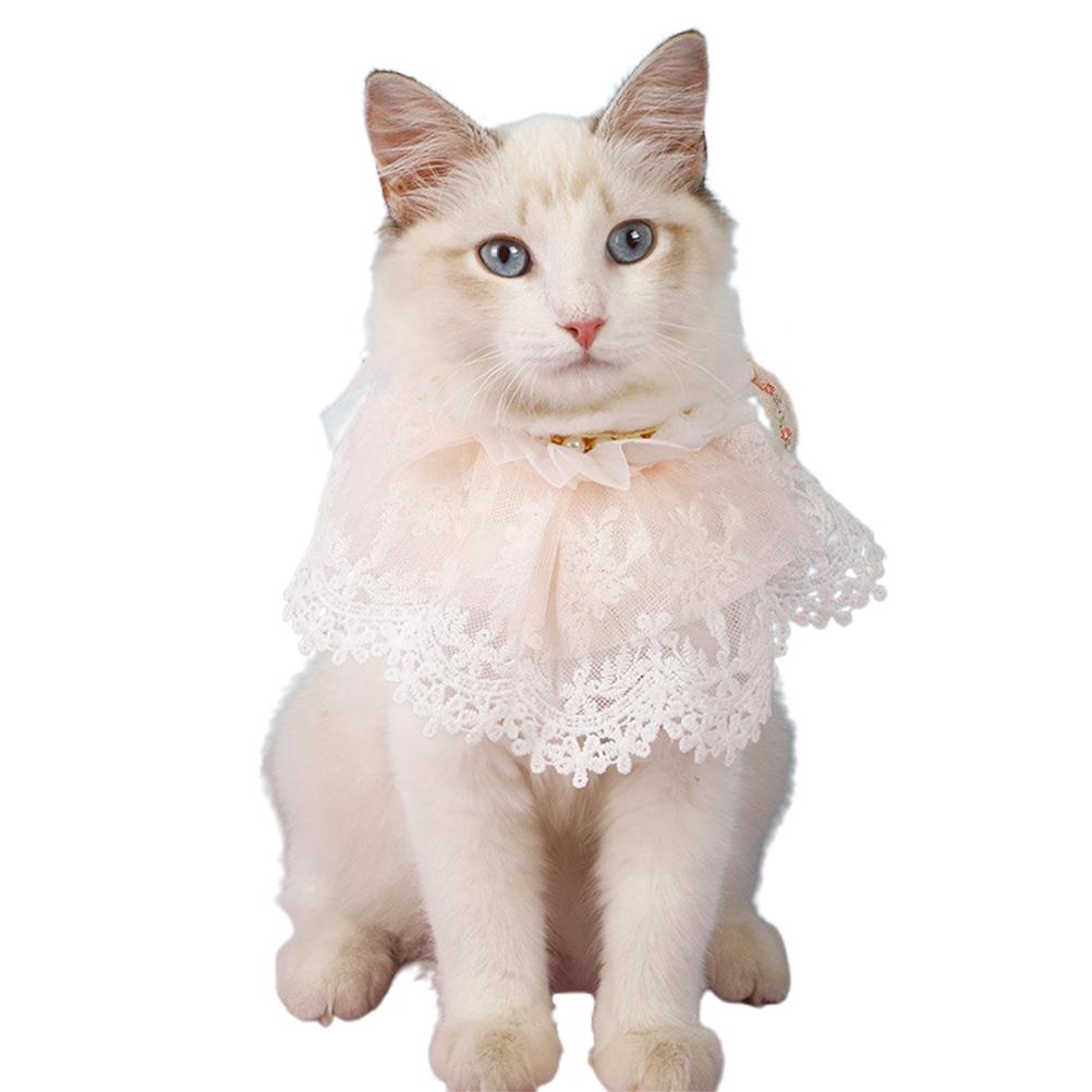 

Pet Lace Bib Cats Lace Pearls Scarf Collar Easy to Adjustable Soft Pet Costume Decor розовый