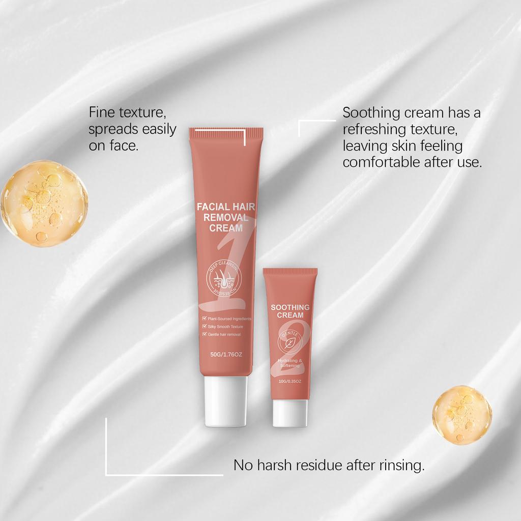 Gentle Body Hair Removal Cream For Underarm, Private Part, Pubic Area Bikini Area, VE Infused Material Soothes Protects Repairs Skin50g+10g