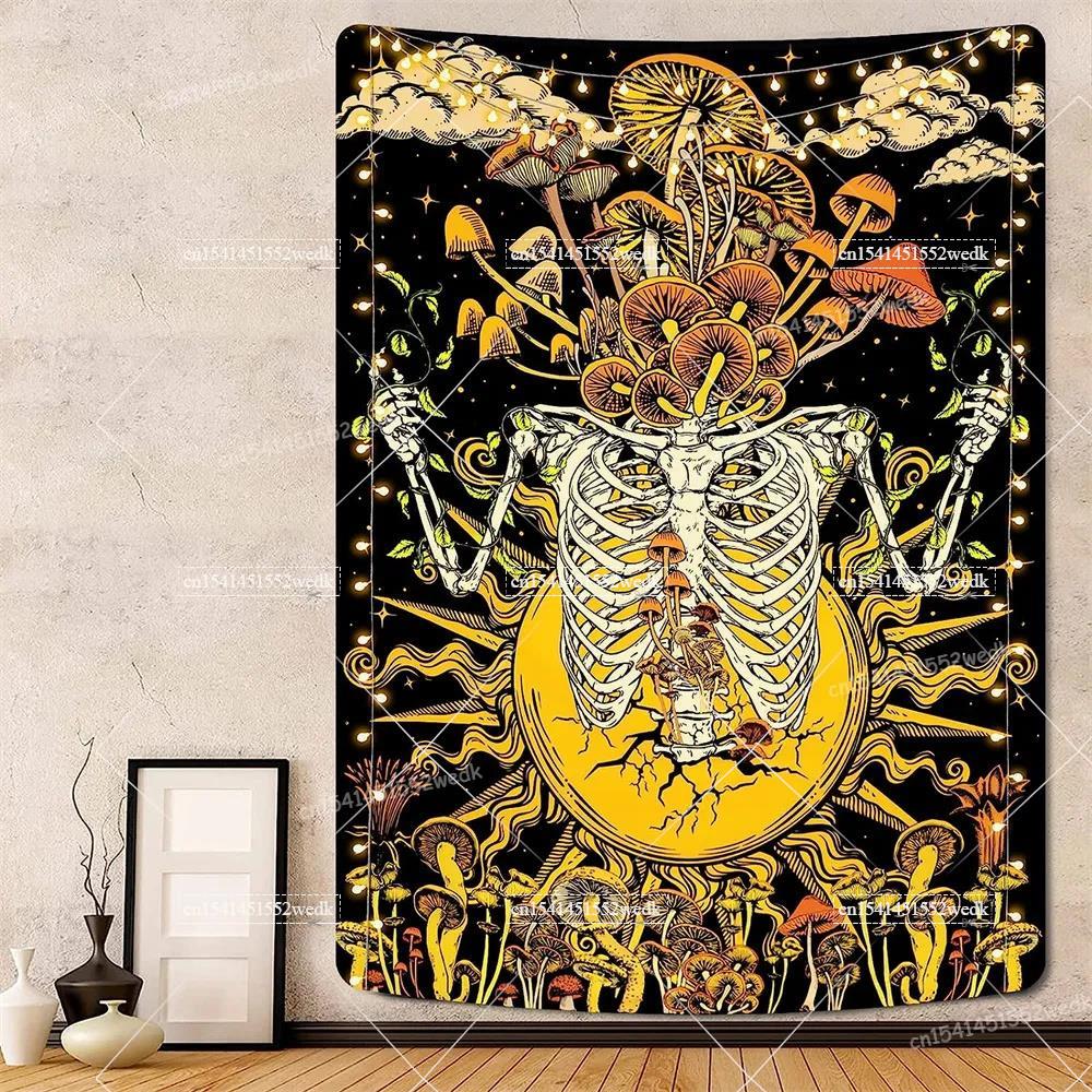 Goth Skull Tapestry Devil Satanic Tapestrys Wall Hanging Batwing Skeleton Tapestries For Bedroom Aesthetic Home Decoration