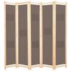 5-Panel Room Divider Brown 200 X 170 X 4 Cm Fabric