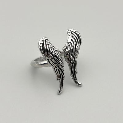 Retro Big Angel Wings Ring For Men Women Zinc Alloy Color Punk Gothic Open Ring Handmade Designer Zircon Unisex Accessories Gift