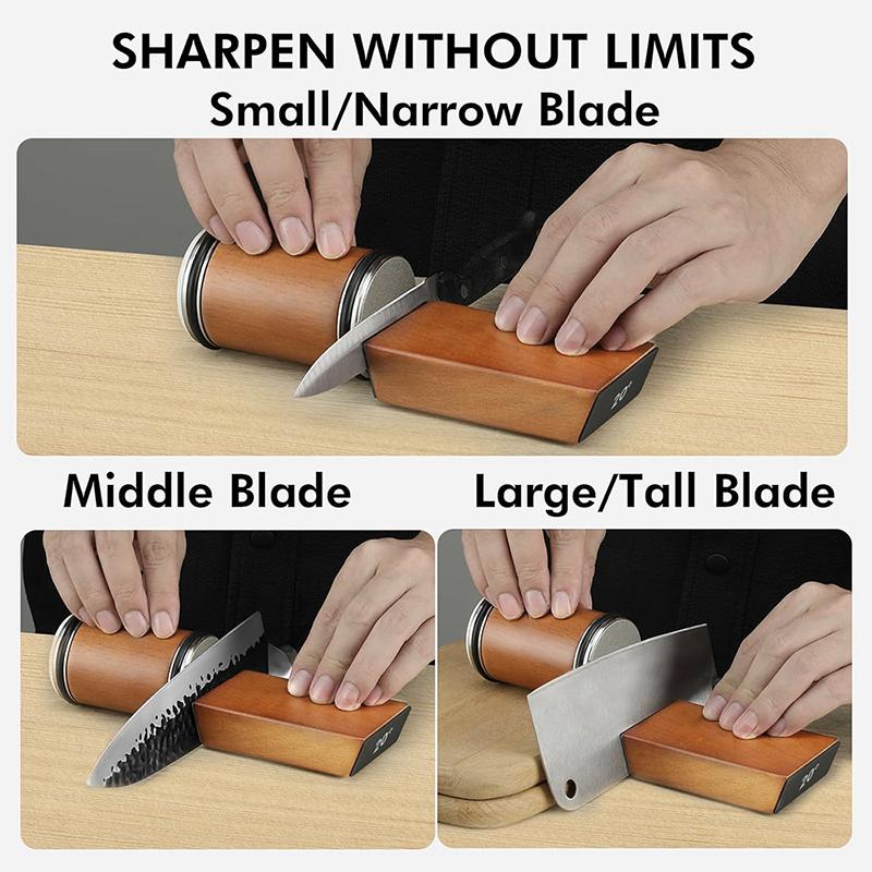 Rolling Knife Sharpener For Straight Edge Knife Sharpener Kit With 15/20° Degree Magnetic Angle For Kitchen Knives Whetstone Set